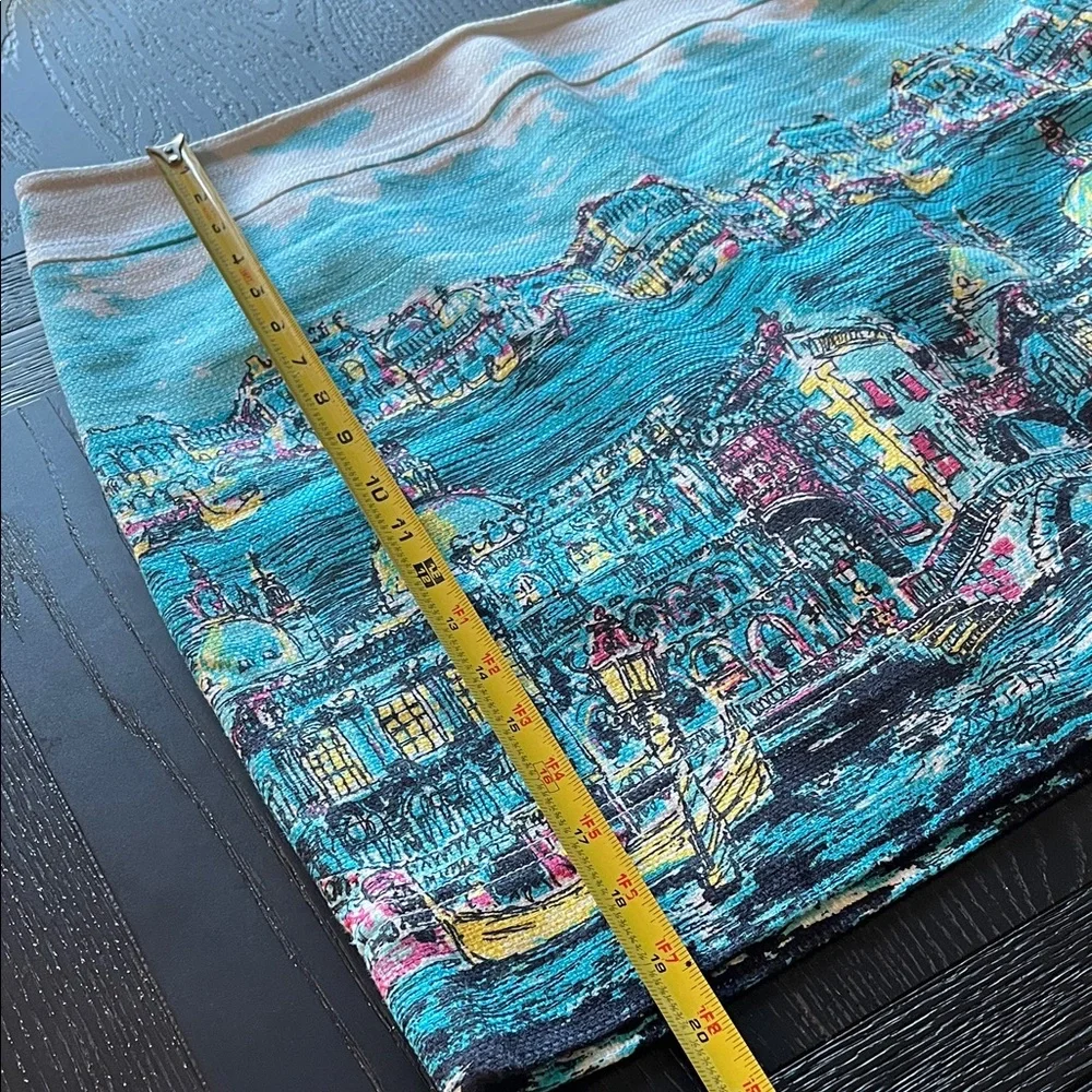 Talbots Vibrant Venice Italy Mini Skirt - Blue and Black‎ Size 12 - Picture 14 of 15